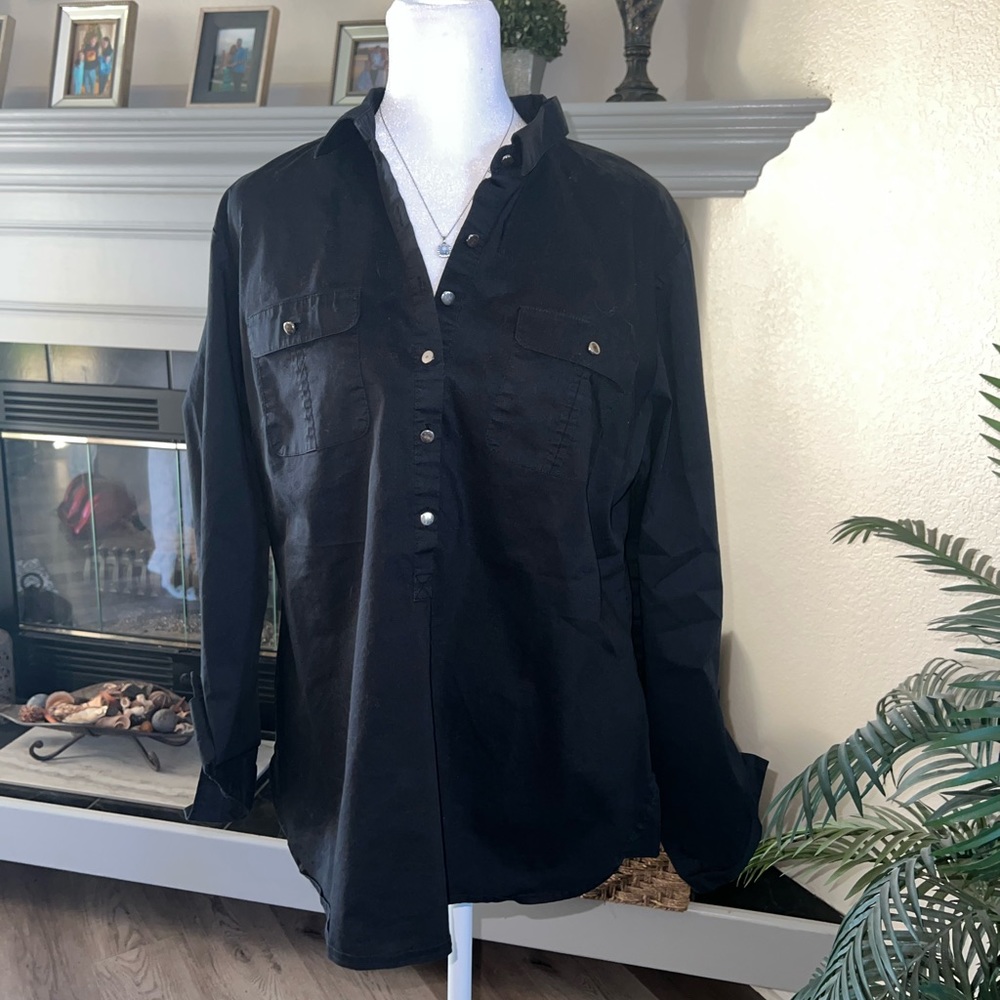 New York & Company Black Button Blouse